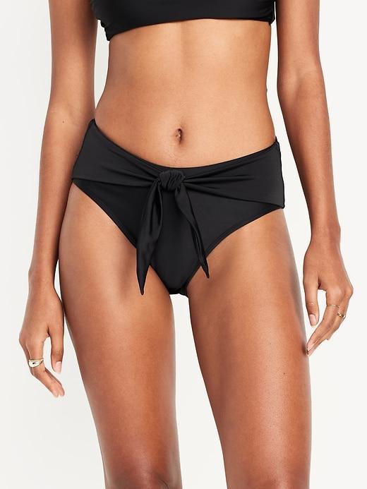 High-Waisted Bikini Swim Bottoms Product Image