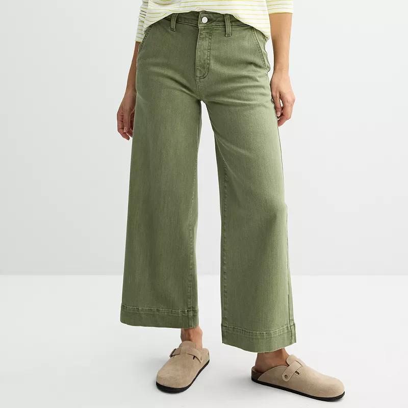 Womens Sonoma Goods For Life Cropped Wide Leg Pants Product Image