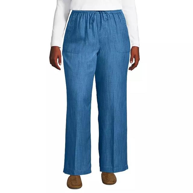 Plus Size Lands End Tencel High-Rise Wide Leg Pants, Womens Soft Blue Product Image