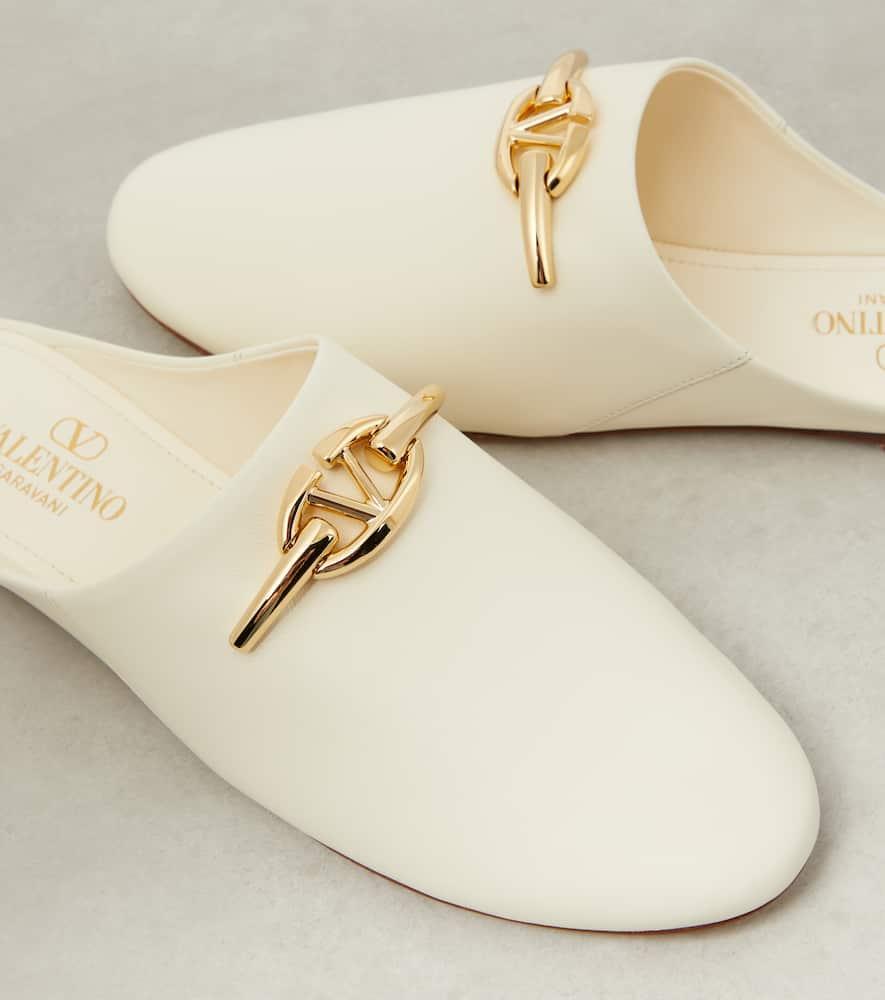 Valentino Vlogo Leather Slide In White Product Image