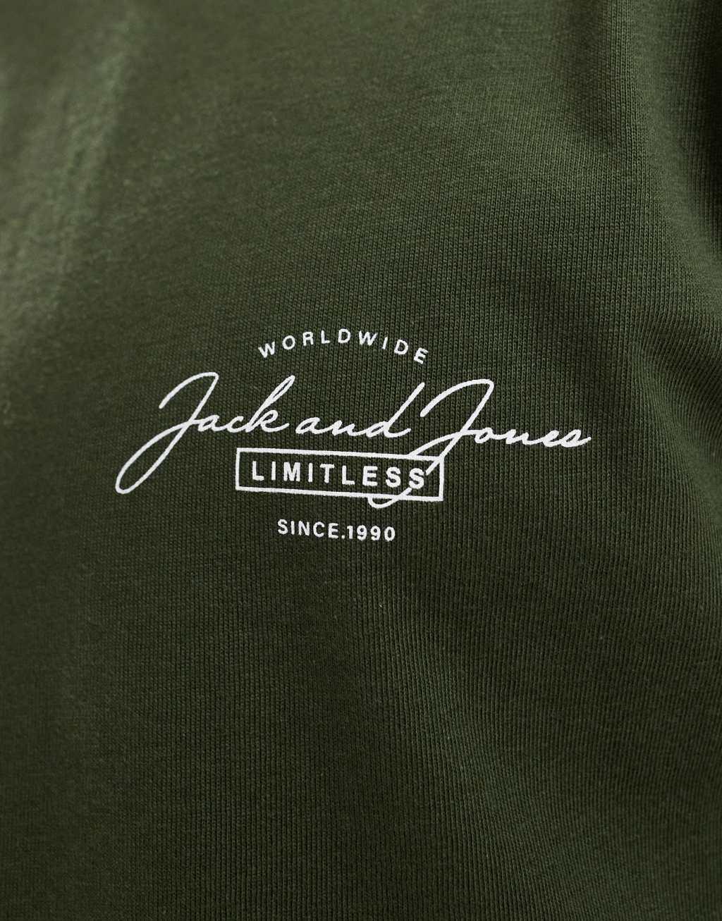 Jack & Jones script logo t-shirt in khaki Product Image