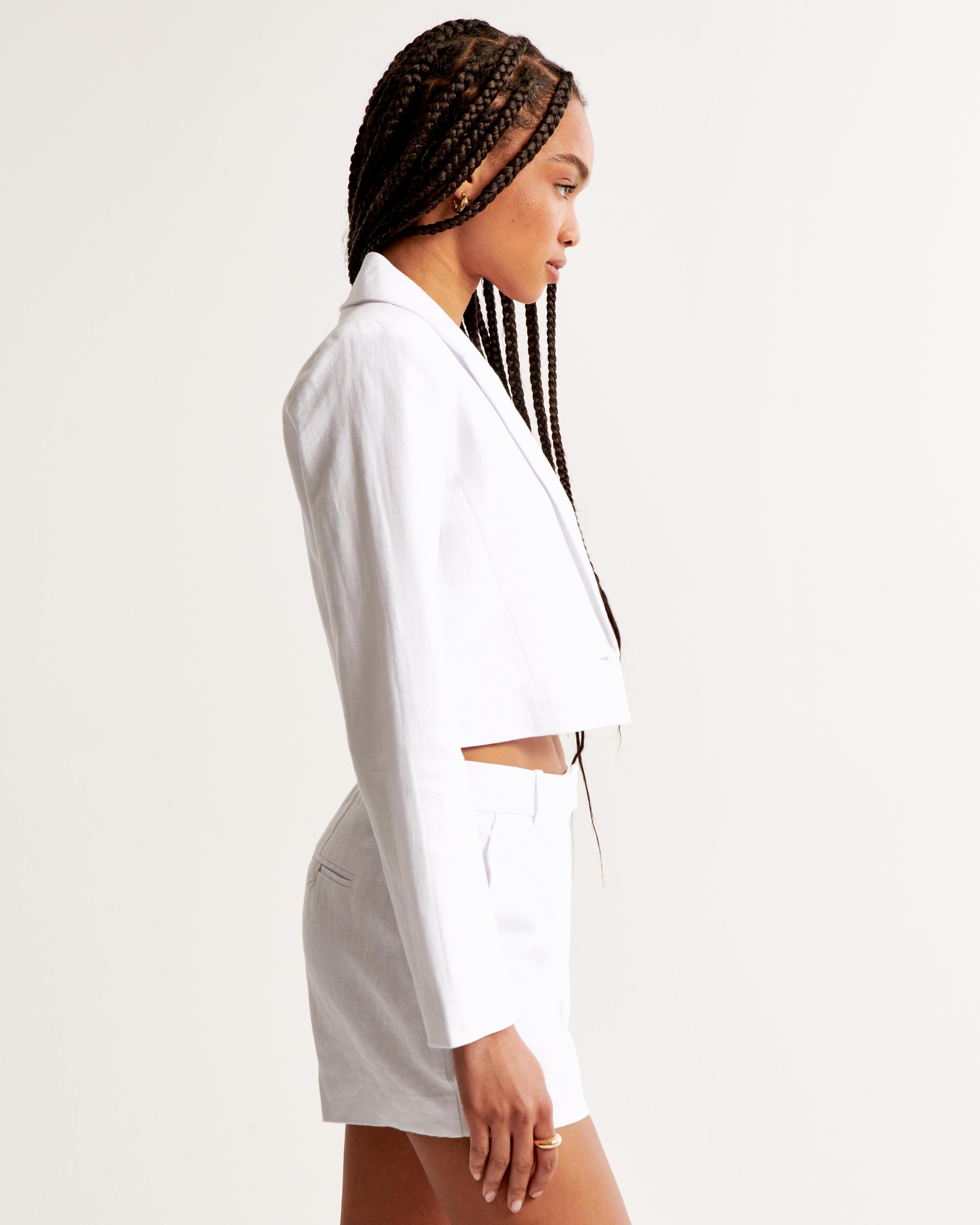 Premium Crepe Cropped Blazer Product Image