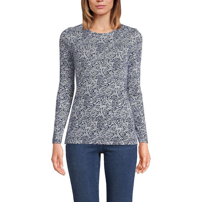 Womens Lands End Cotton Crewneck Long-Sleeve Tee Product Image