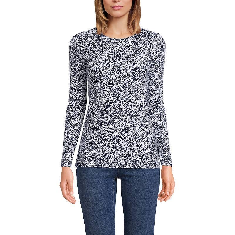 Womens Lands End Cotton Crewneck Long-Sleeve Tee Product Image