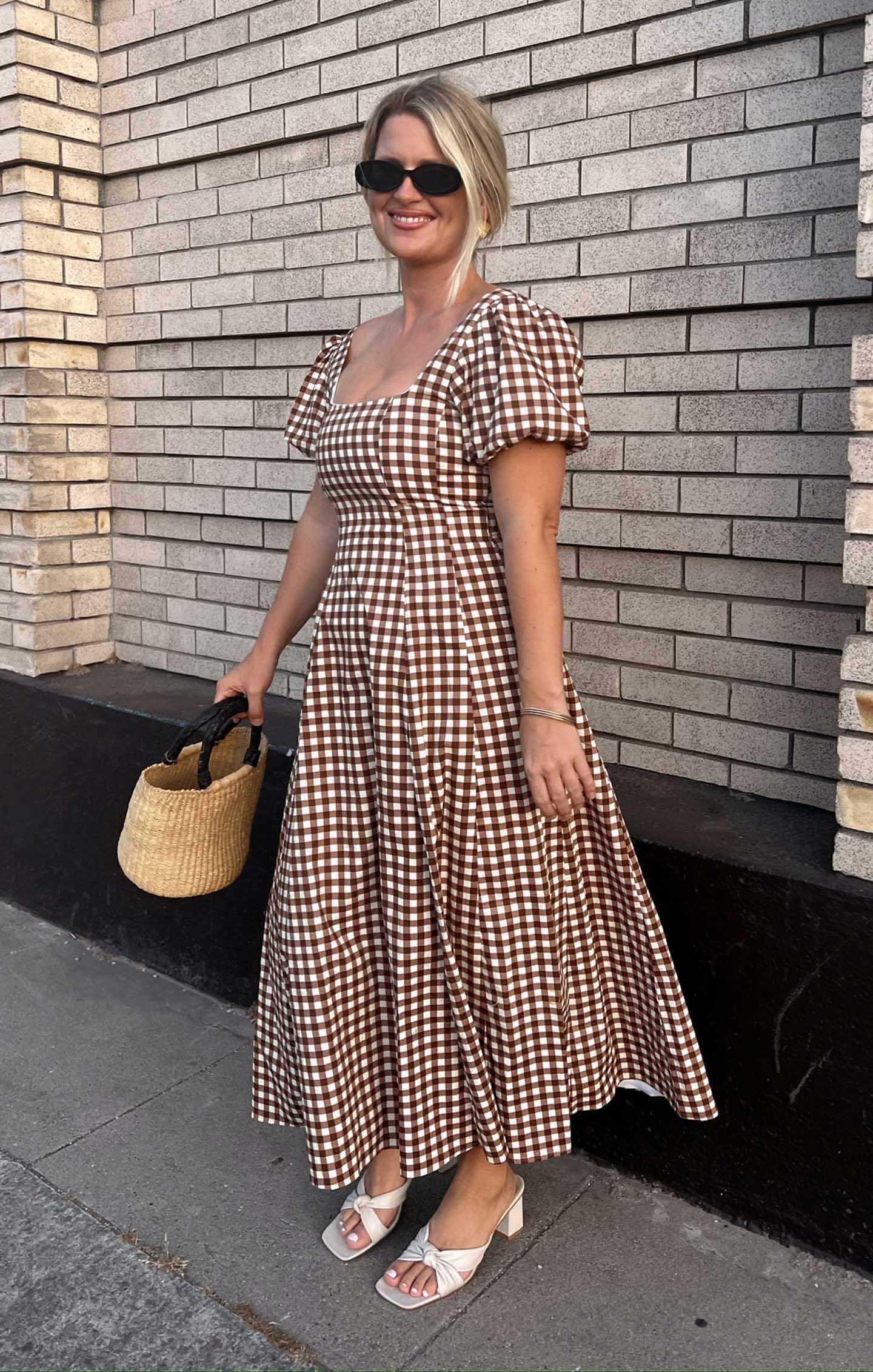 Mia Midi Dress ~ Brown Gingham product image