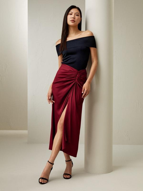 Coastline Silk Midi Skirt Product Image