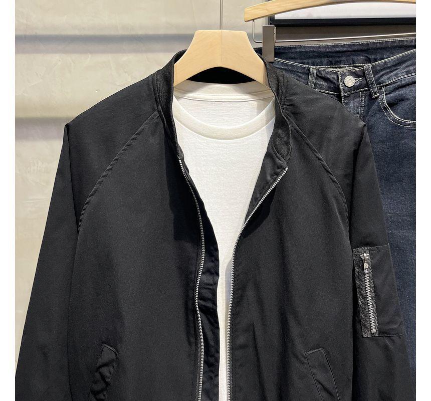 Plain Zip Bomber Jacket Product Image