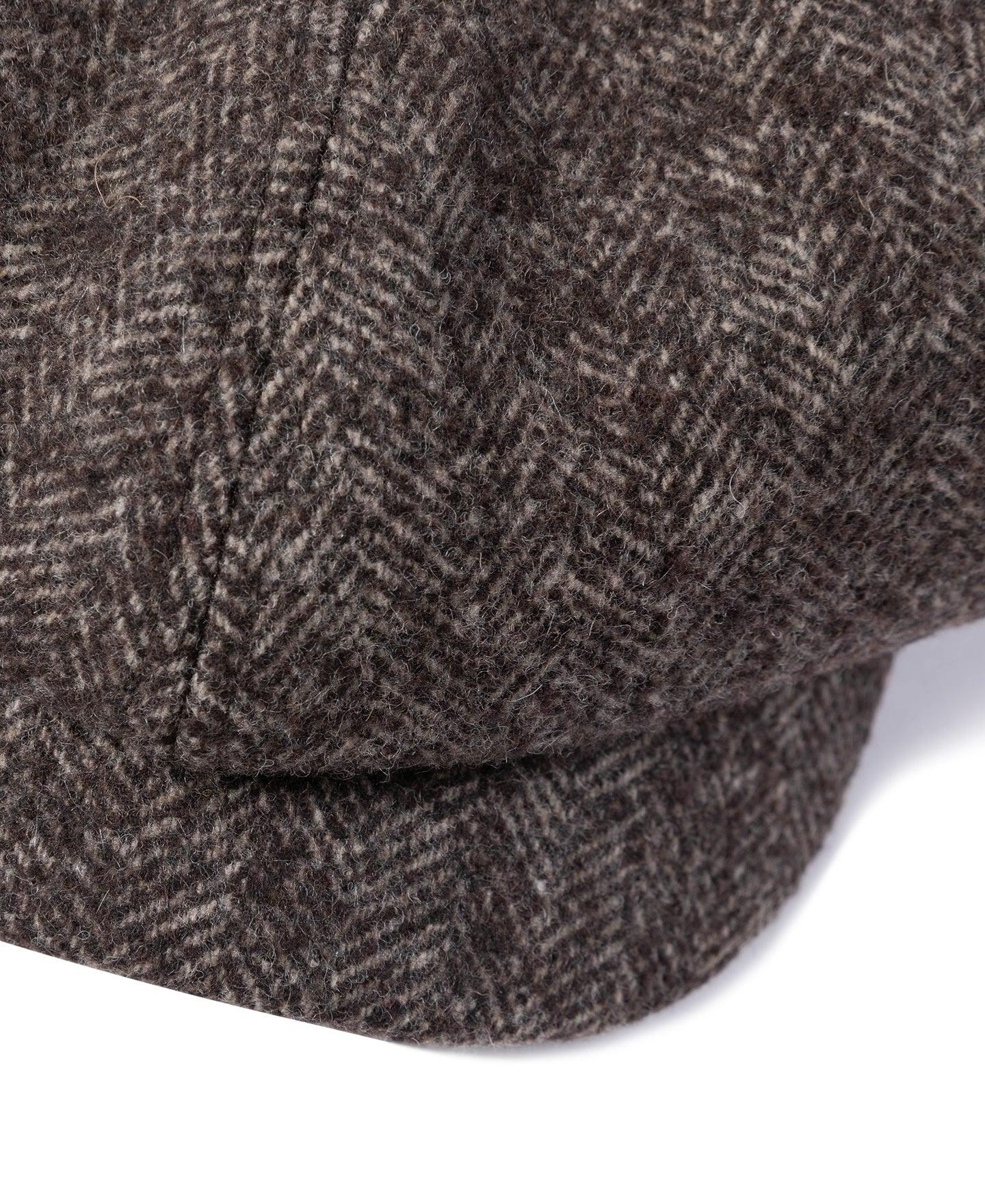 Brown Herringbone Wool Newsboy Cap Product Image