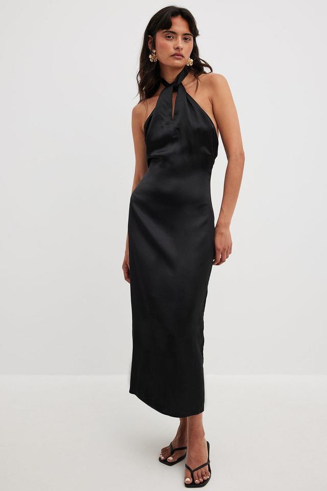 Twisted Front Satin Midi Dress Product Image