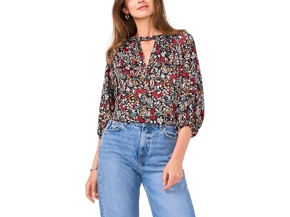 Vince Camuto Peasant Sleeve Key Hole Blouse (Rich ) Women's Clothing Product Image