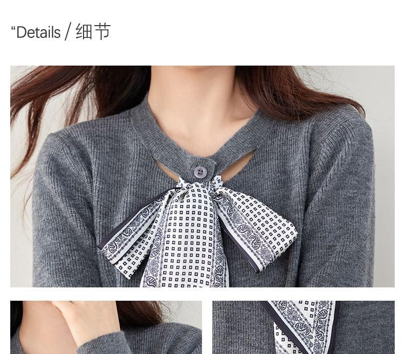 Ribbon Front Button-Up Cardigan Product Image