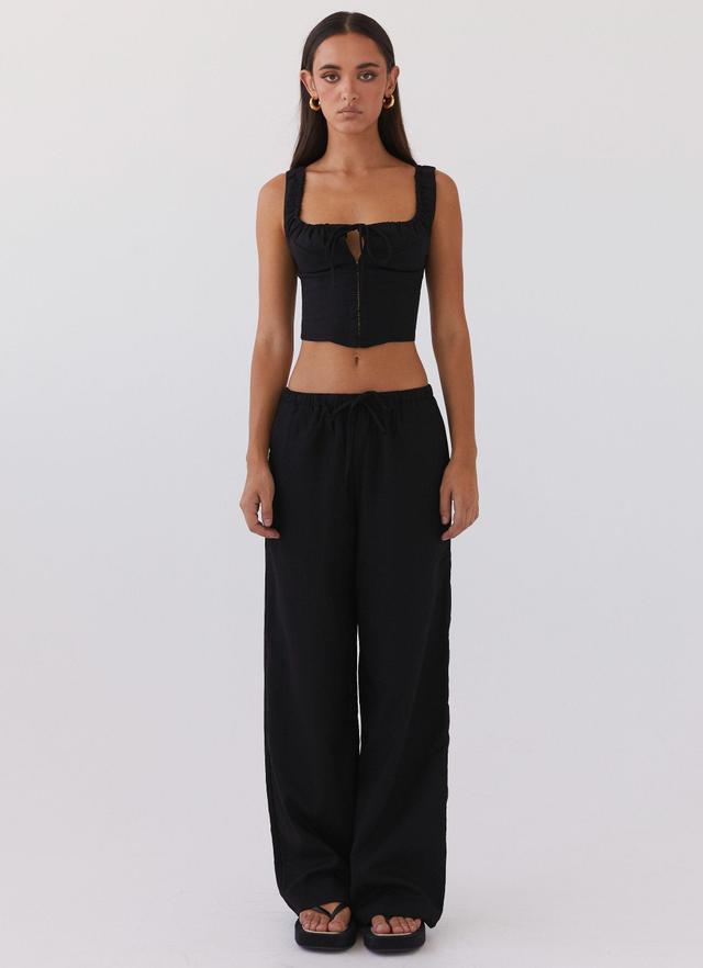 Fresh Face Linen Pants - Black Product Image