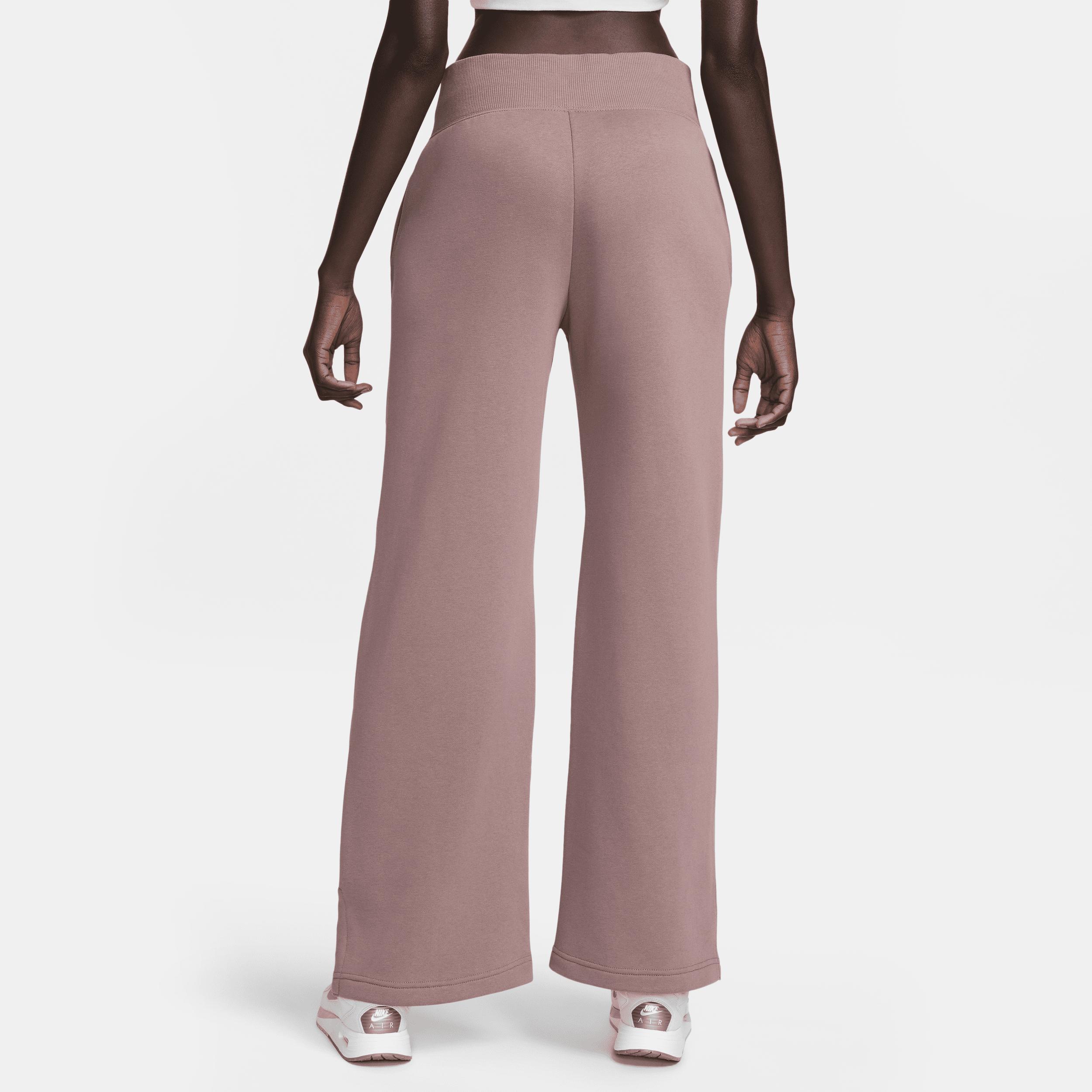 Nike Womens Nike Phoenix High Rise Wide Pants - Womens White/Pink Product Image