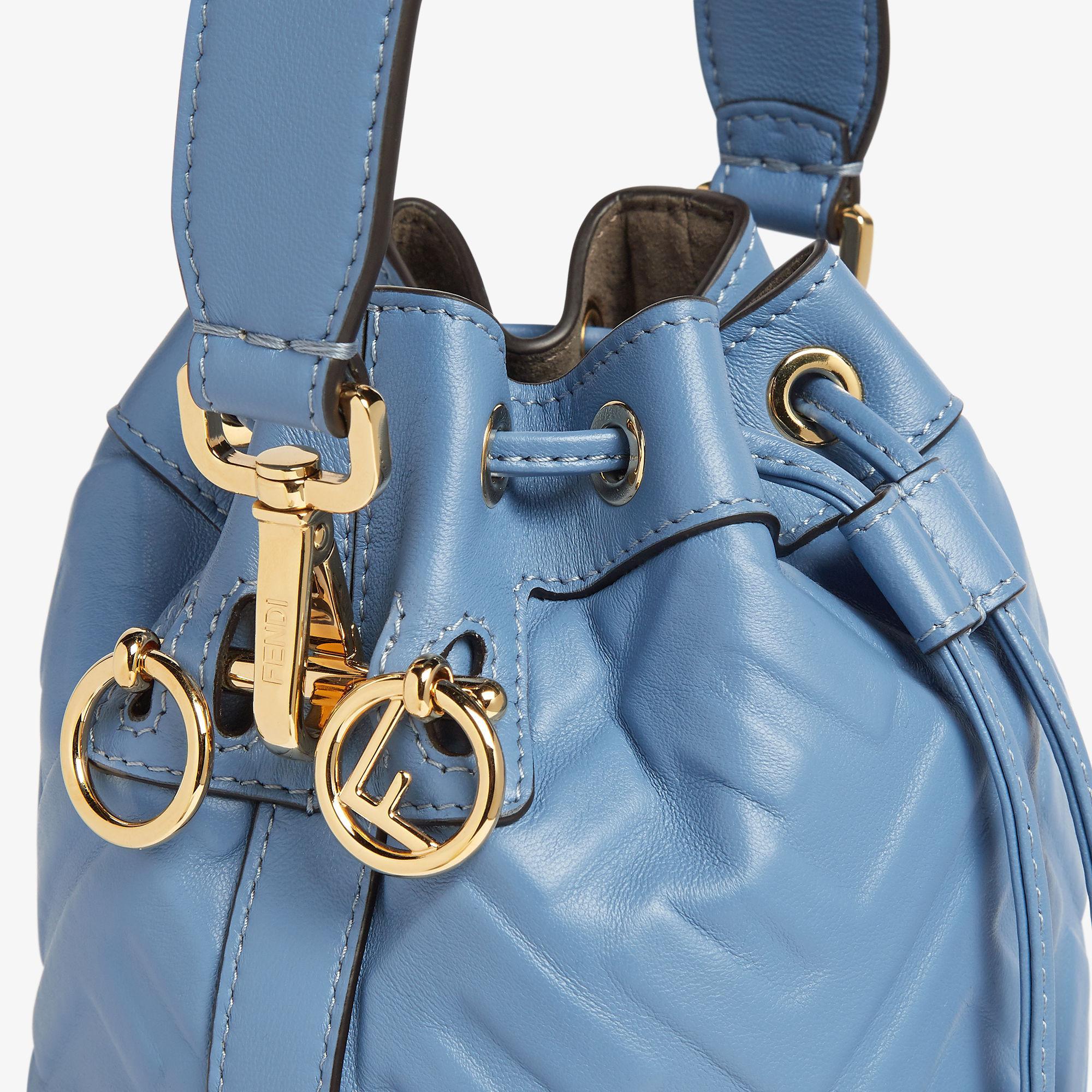 Mon TresorLight blue leather mini-bag with FF motif Product Image