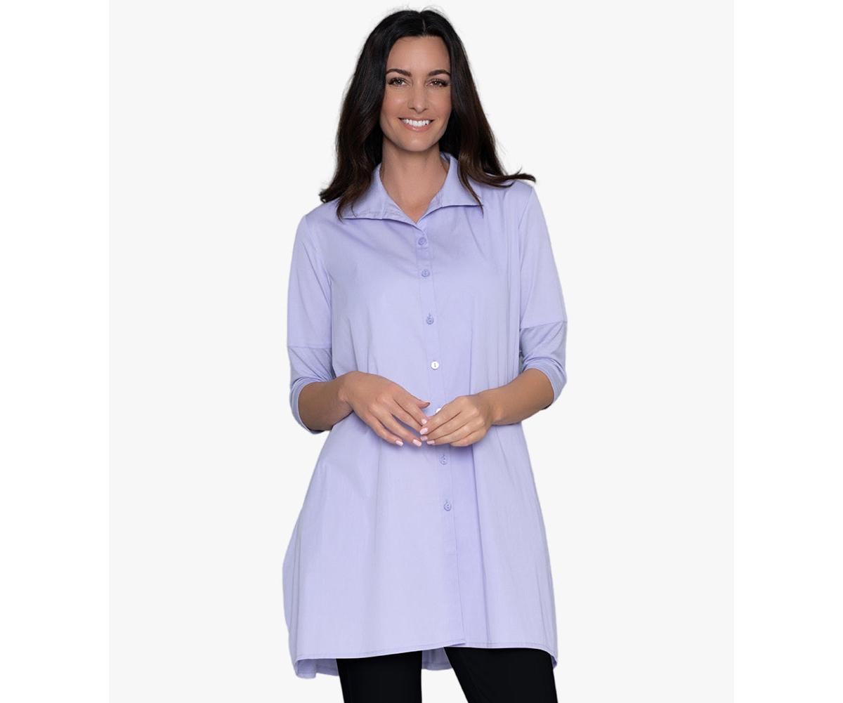 Stella Carakasi Womens 3/4 Sleeve Button-Front Cotton Poplin Shirt Top Tiburon Tunic Icon Product Image