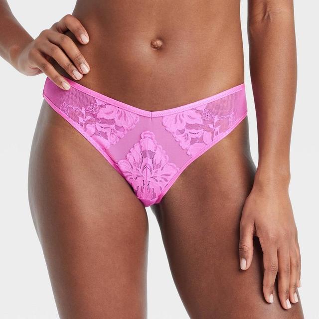 Womens Lace and Mesh Lingerie Cheeky Underwear - Auden Neon Product Image