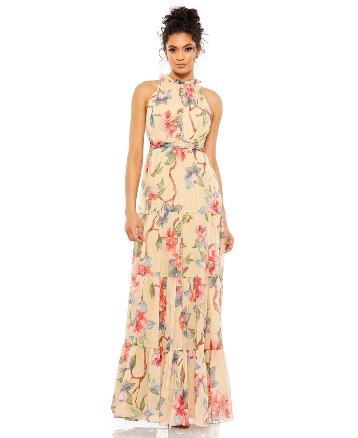 Womens Ieena Halter Sleeveless Floral Print Gown Product Image