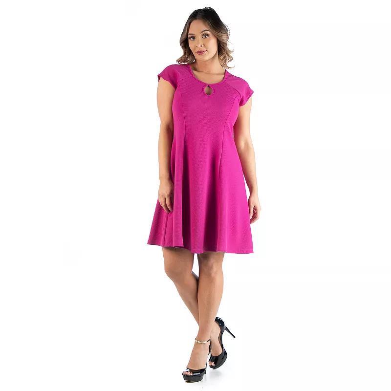 Plus Size 24seven Comfort Apparel Keyhole Neck Fit And Flare Dress, Womens Product Image