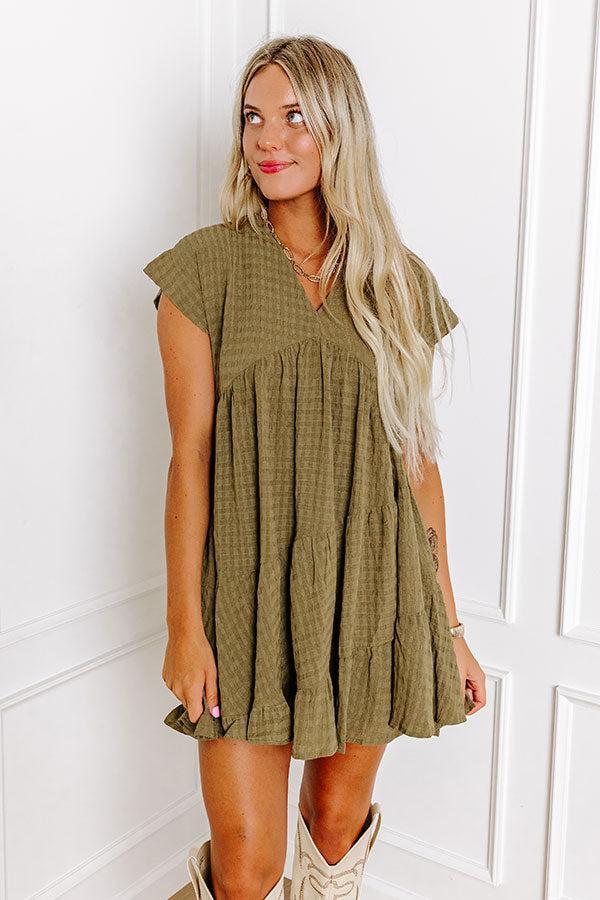 Mend Your Heart Babydoll Dress in Martini Olive Product Image