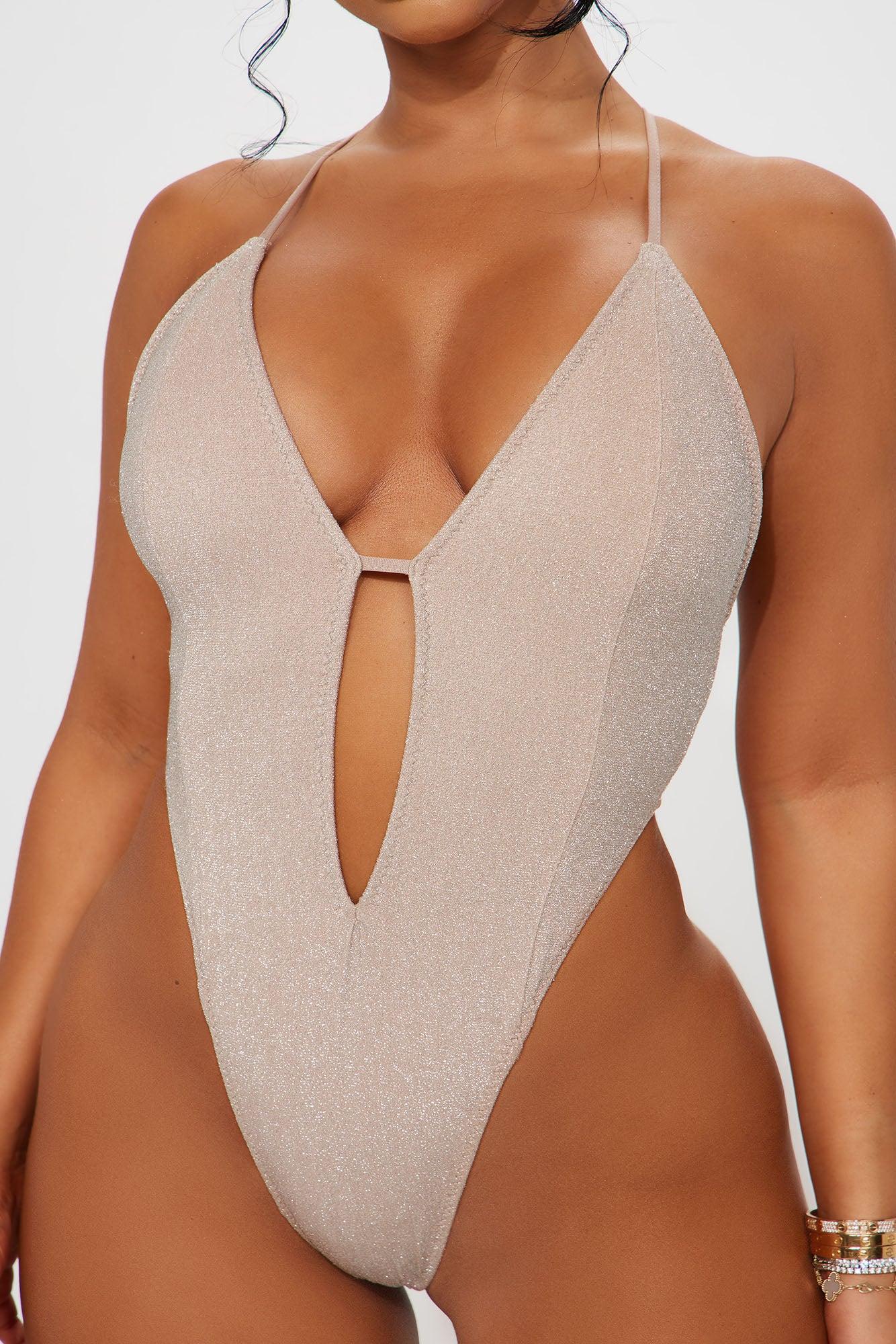 Shinning All Summer High Leg 1 Piece Swimsuit - Sand Product Image