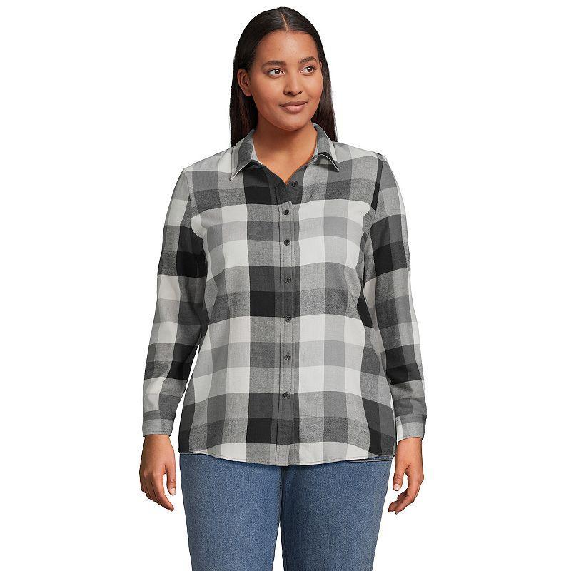 Plus Size Lands End Plaid Boyfriend Flannel Shirt, Womens Product Image