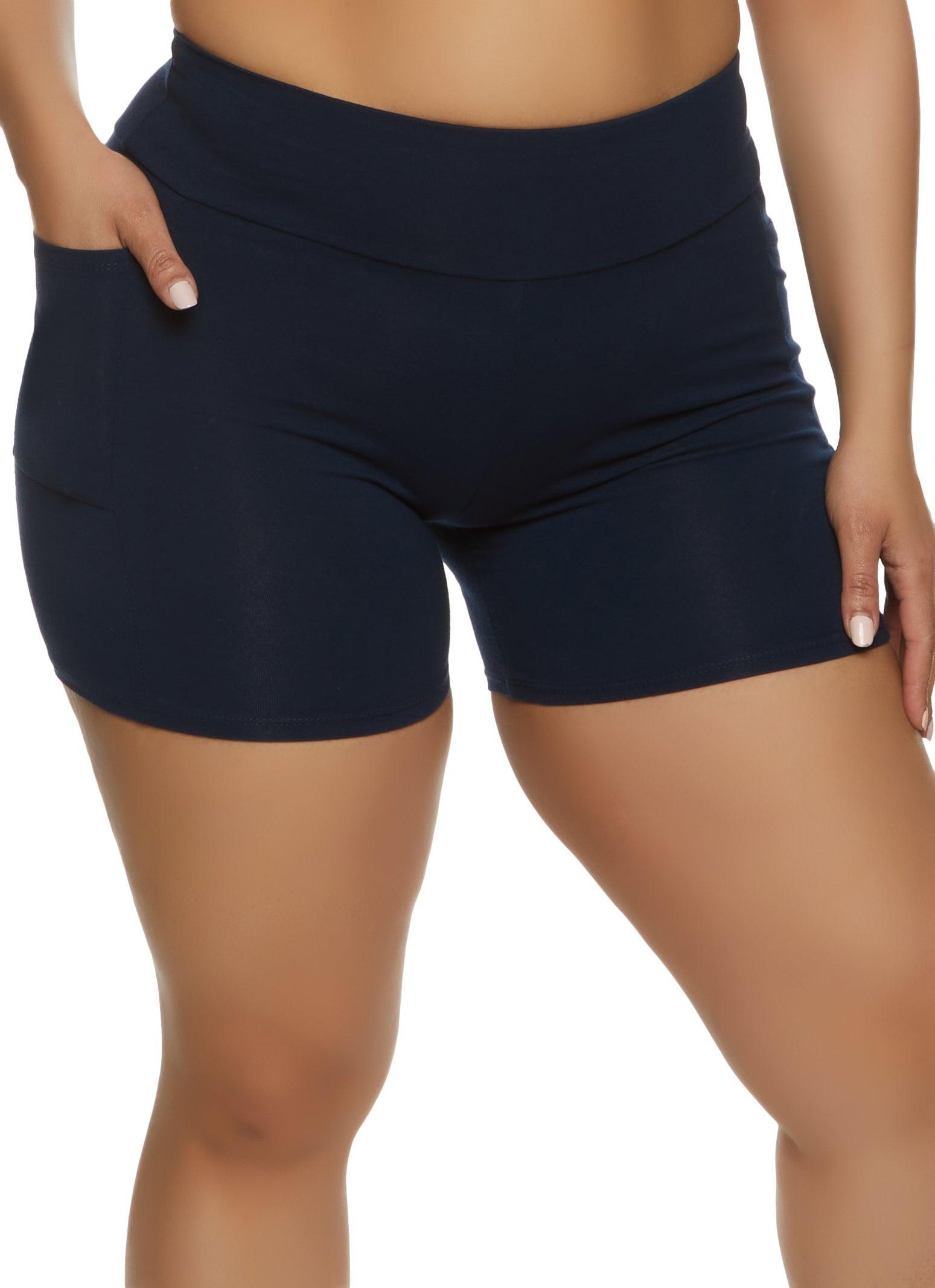 Womens Plus Size Basic Cell Phone Pocket Biker Shorts Product Image