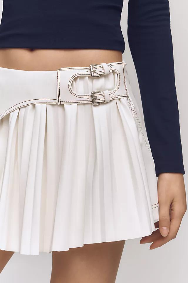 By Anthropologie Pleated Faux-Leather Skort Product Image