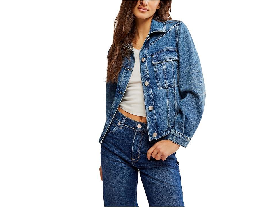 Free People Jade Denim Jacket (High Dive) Women's Vest Product Image