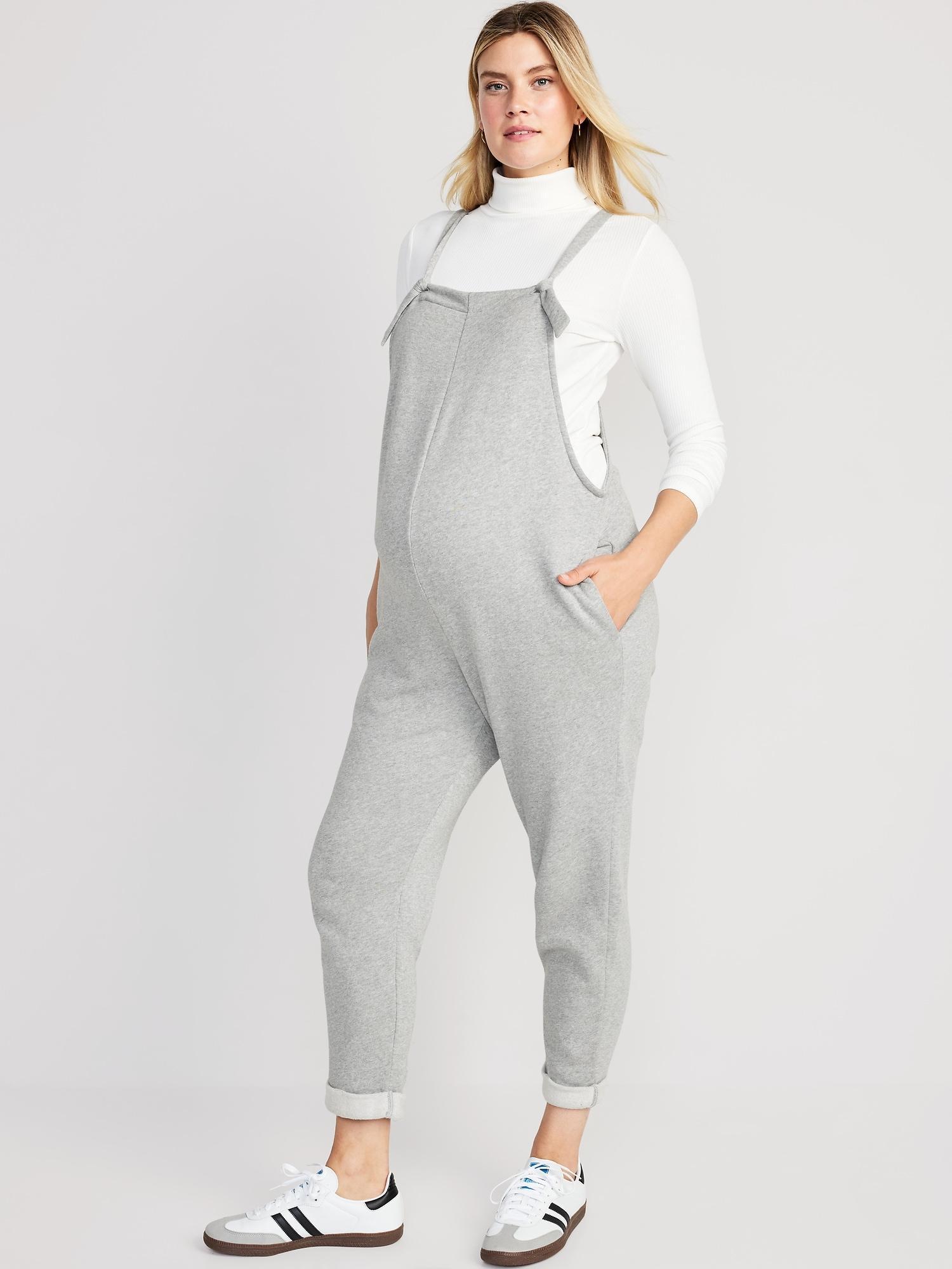 Maternity Knotted-Strap Fleece Overalls Product Image