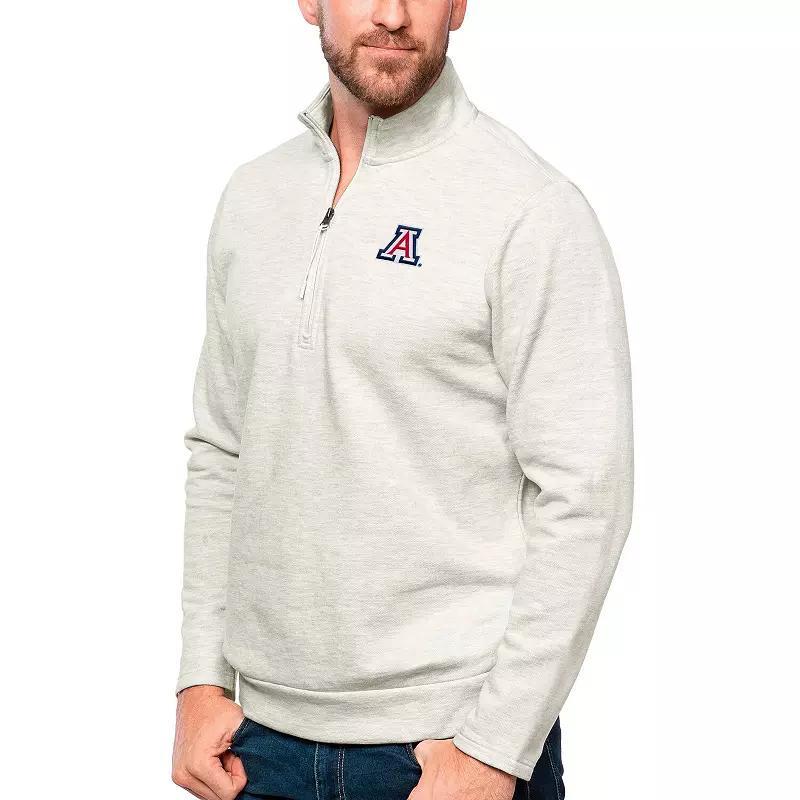 Mens Antigua Oatmeal Dayton Flyers Gambit Quarter-Zip Pullover Top Product Image