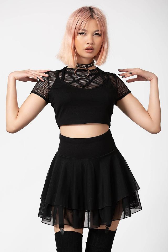 Yasumi Mesh Skirt / Black / 62% Viscose 33% Polyamide 5% Elastane Product Image