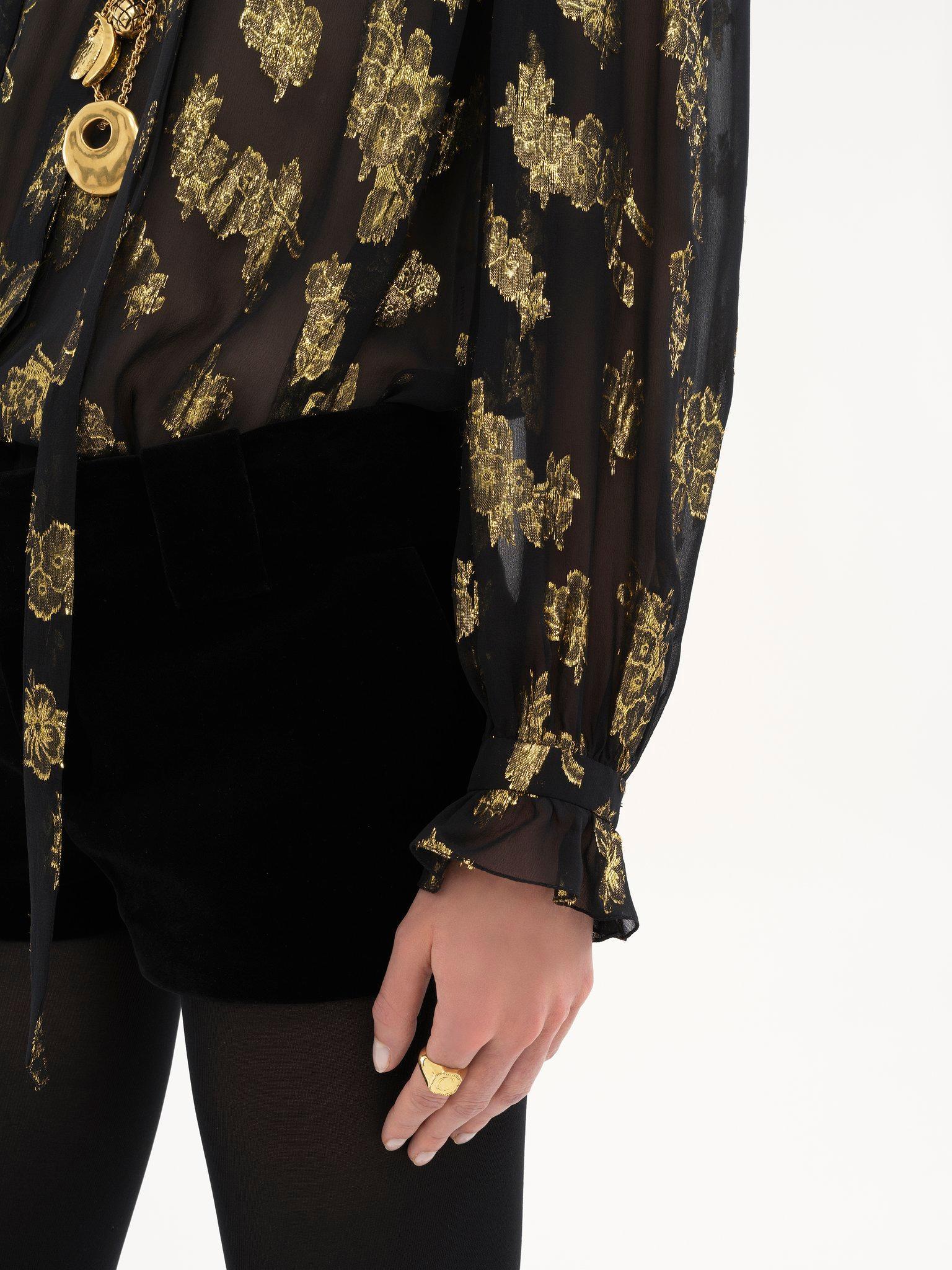 Gathered blouse in silk jacquard & lurex Product Image