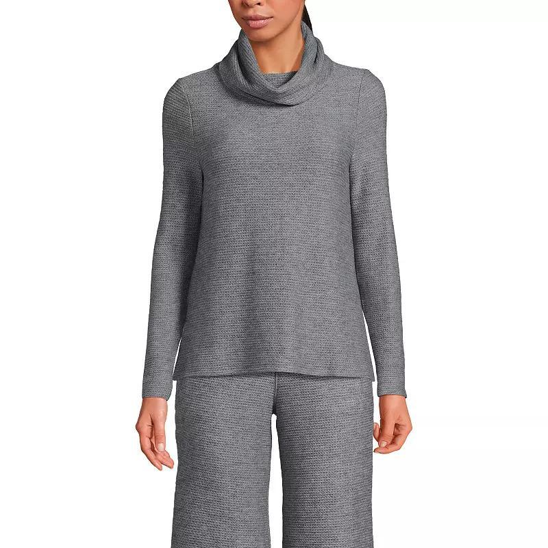 Womens Lands End Relaxed Long Sleeve Cowl Neck Top Plum Grey Product Image