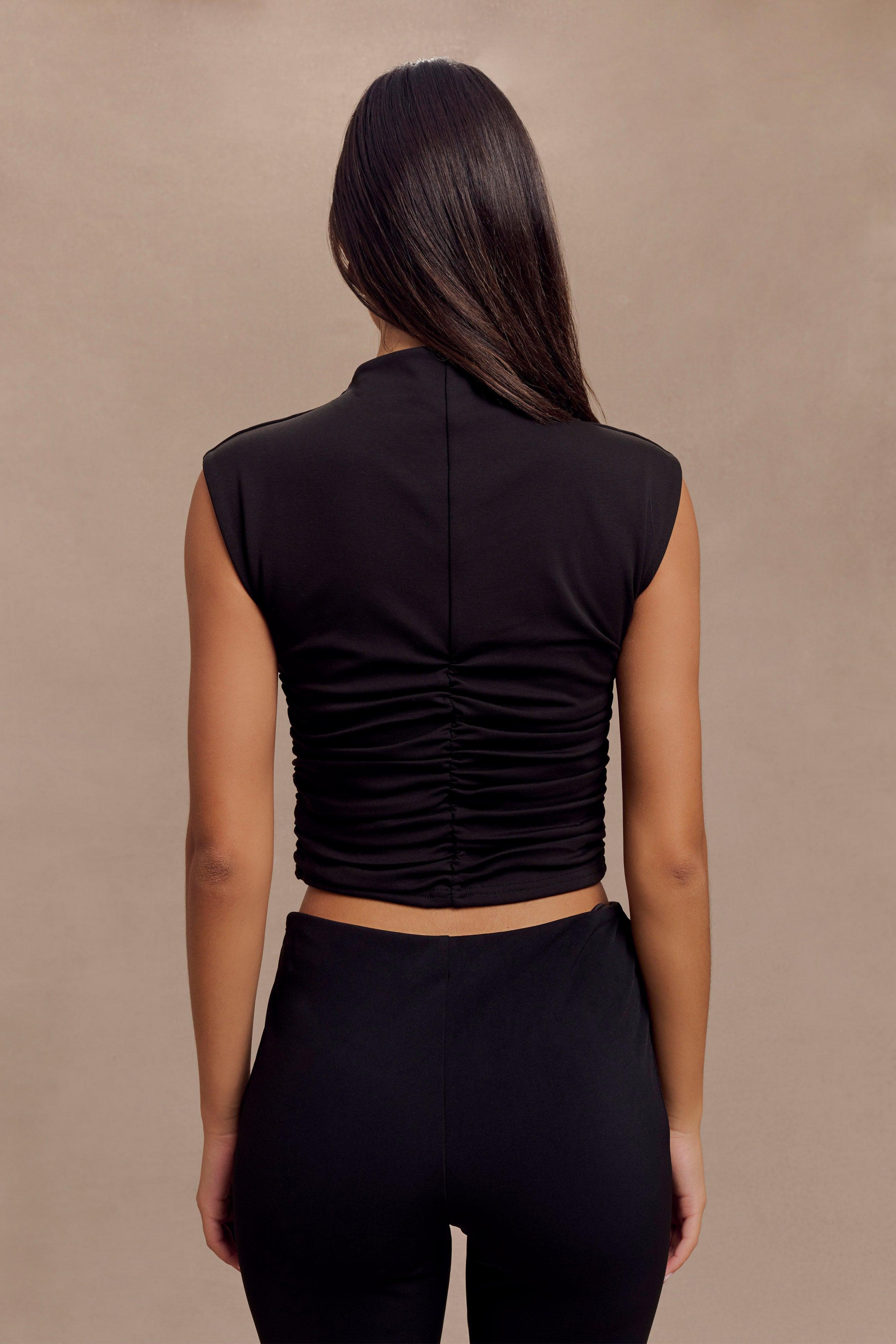 Ellia High Neck Sleeveless Top - Black Product Image