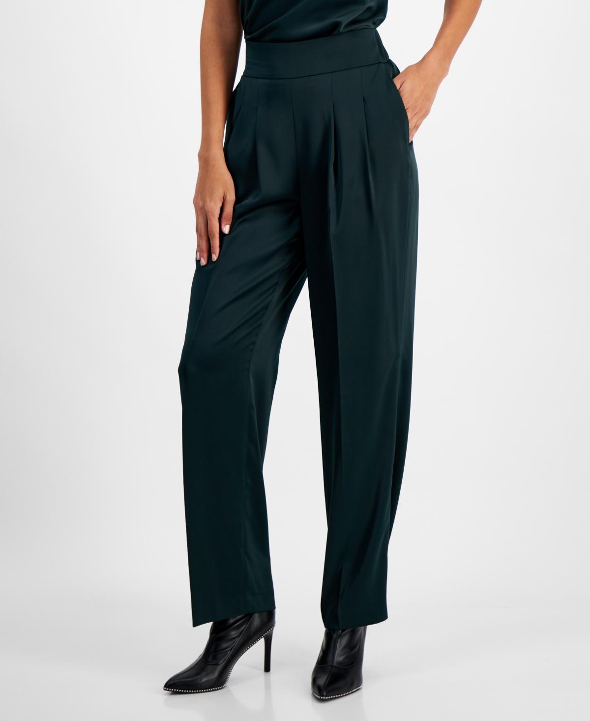 Bar Iii Womens High Rise Pleat-Front Wide Leg Pants, Created for Macys product image