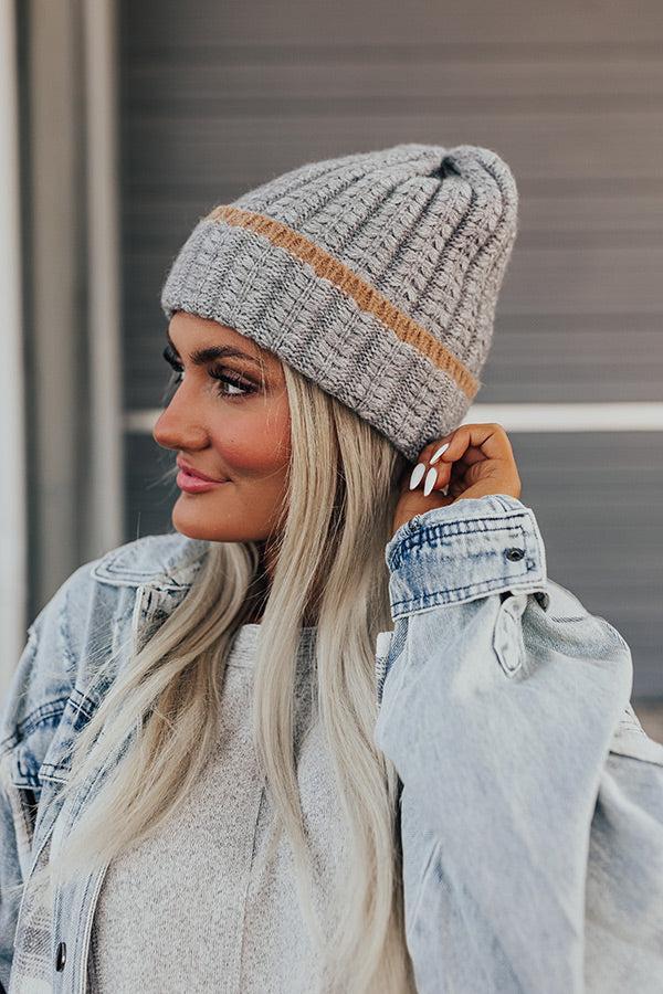 Cozy Darling Knit Beanie in Grey Product Image