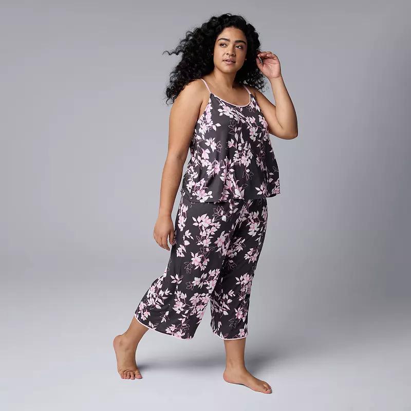 Plus Size Simply Vera Vera Wang 2-pc. Tank Top & Culotte Pajama Set, Womens Product Image