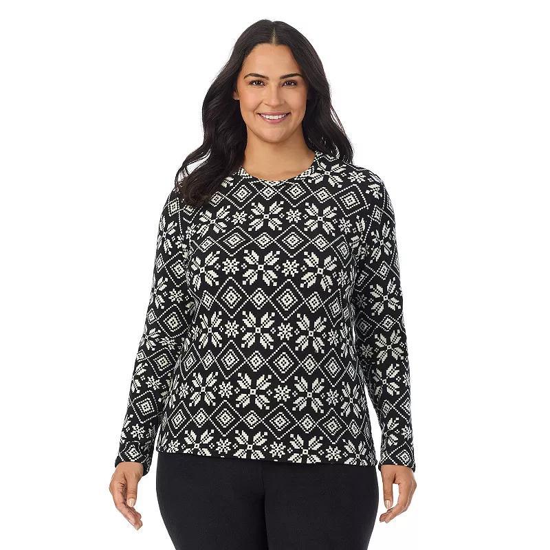 Plus Size Cuddl Duds Fleecewear Stretch Long Sleeve Crew Top, Womens Grey Heather Product Image