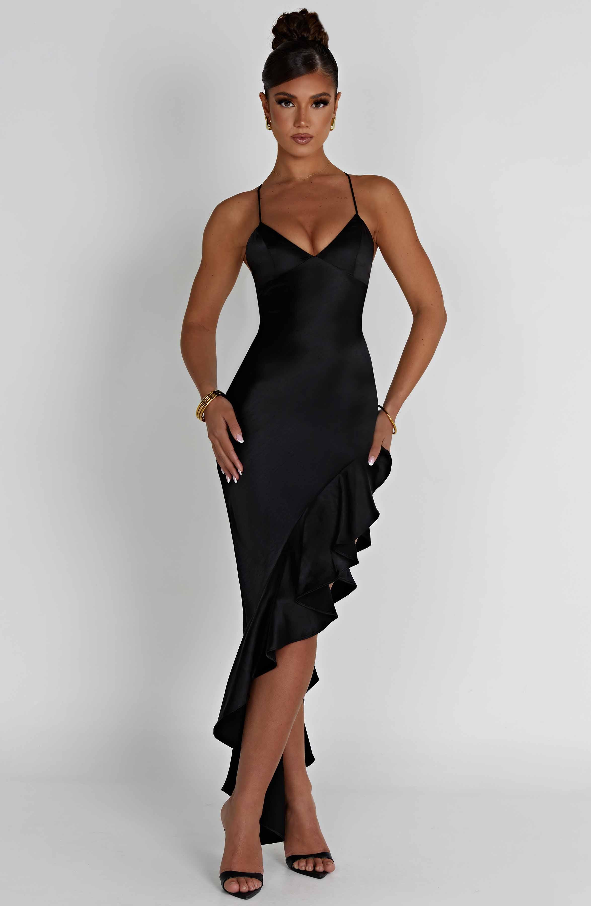 Flora Midi Dress - Black Product Image