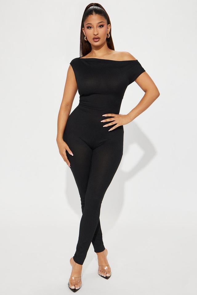 The Main Mood Ribbed Jumpsuit - Black Product Image