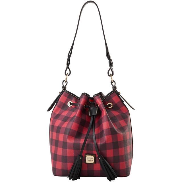 Dooney & Bourke Womens Tucker Tasha Drawstring Coated Cotton Shoulder Bag in Red Product Image