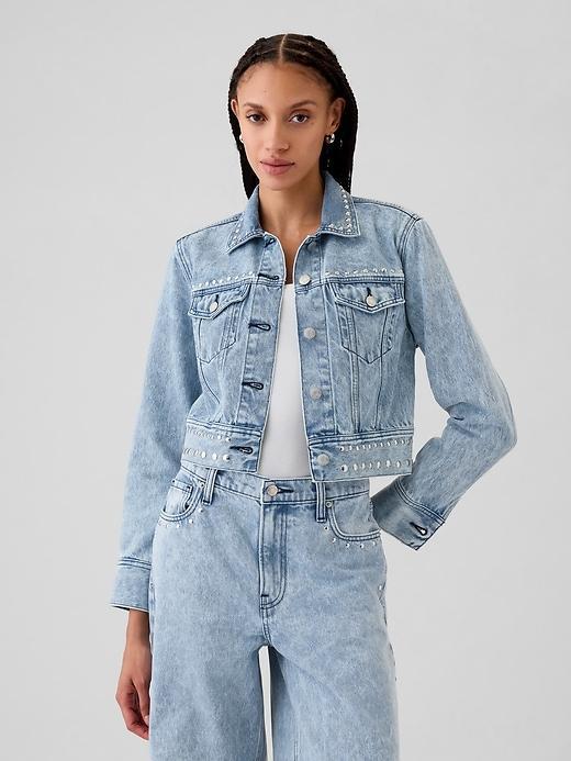 Cropped Studded Icon Denim Jacket Product Image