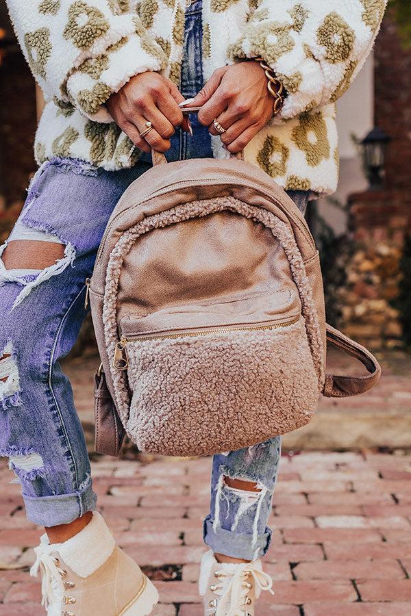 Autumn Color Sherpa Backpack In Taupe Product Image