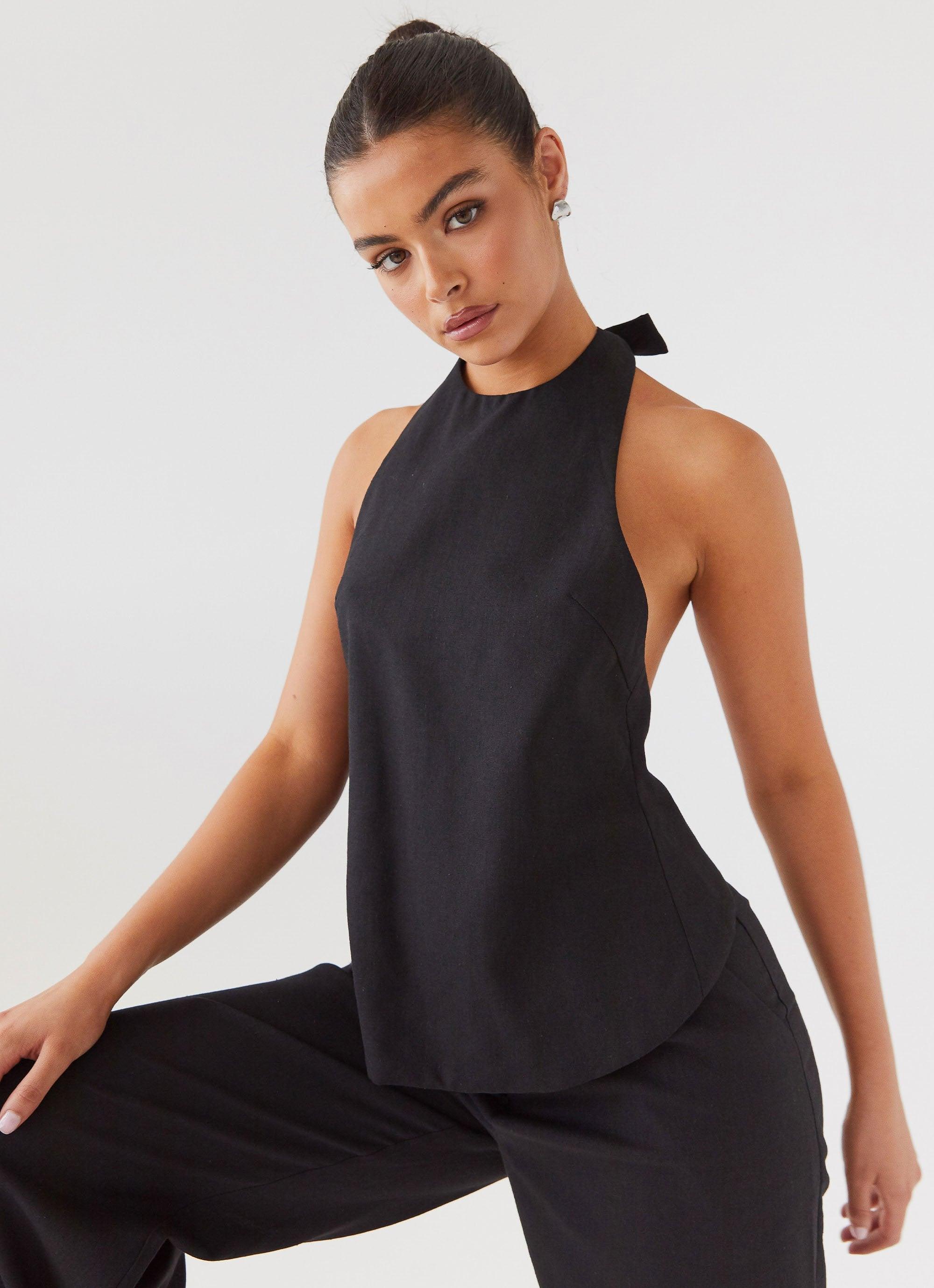 Heatwave Linen Apron Top - Black product image