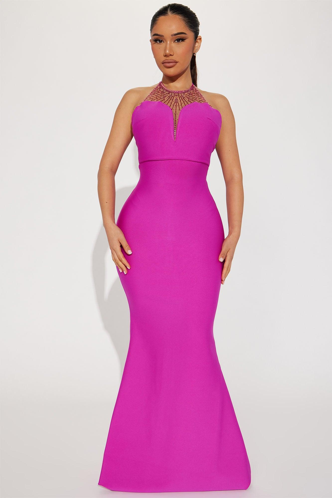 Formally Invited Bandage Maxi Dress - Magenta Product Image