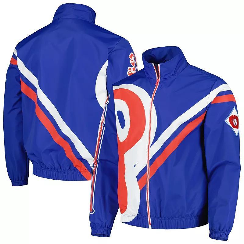 Mens Mitchell & Ness Royal Philadelphia Phillies Exploded Logo Warm Up Full-Zip Jacket Product Image