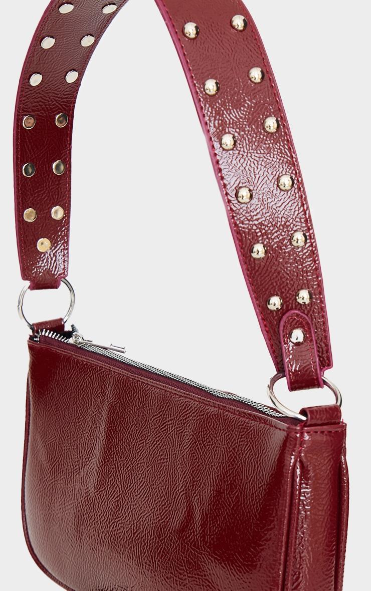 Burgundy Stud Handle Shoulder Bag Product Image