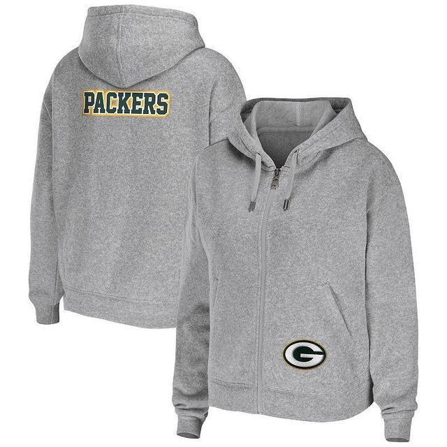 Womens Wear by Erin Andrews Heather Gray Green Bay Packers Plus Size Full-Zip Hoodie Product Image