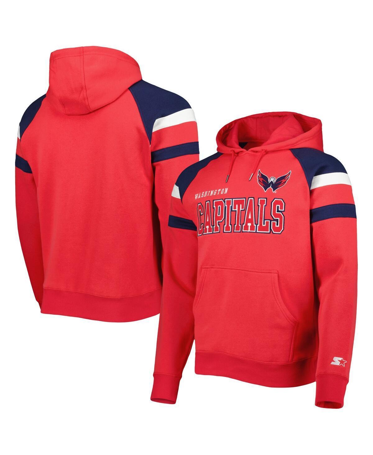 Mens Starter /Navy Washington Capitals Draft Fleece Raglan Pullover Hoodie Product Image