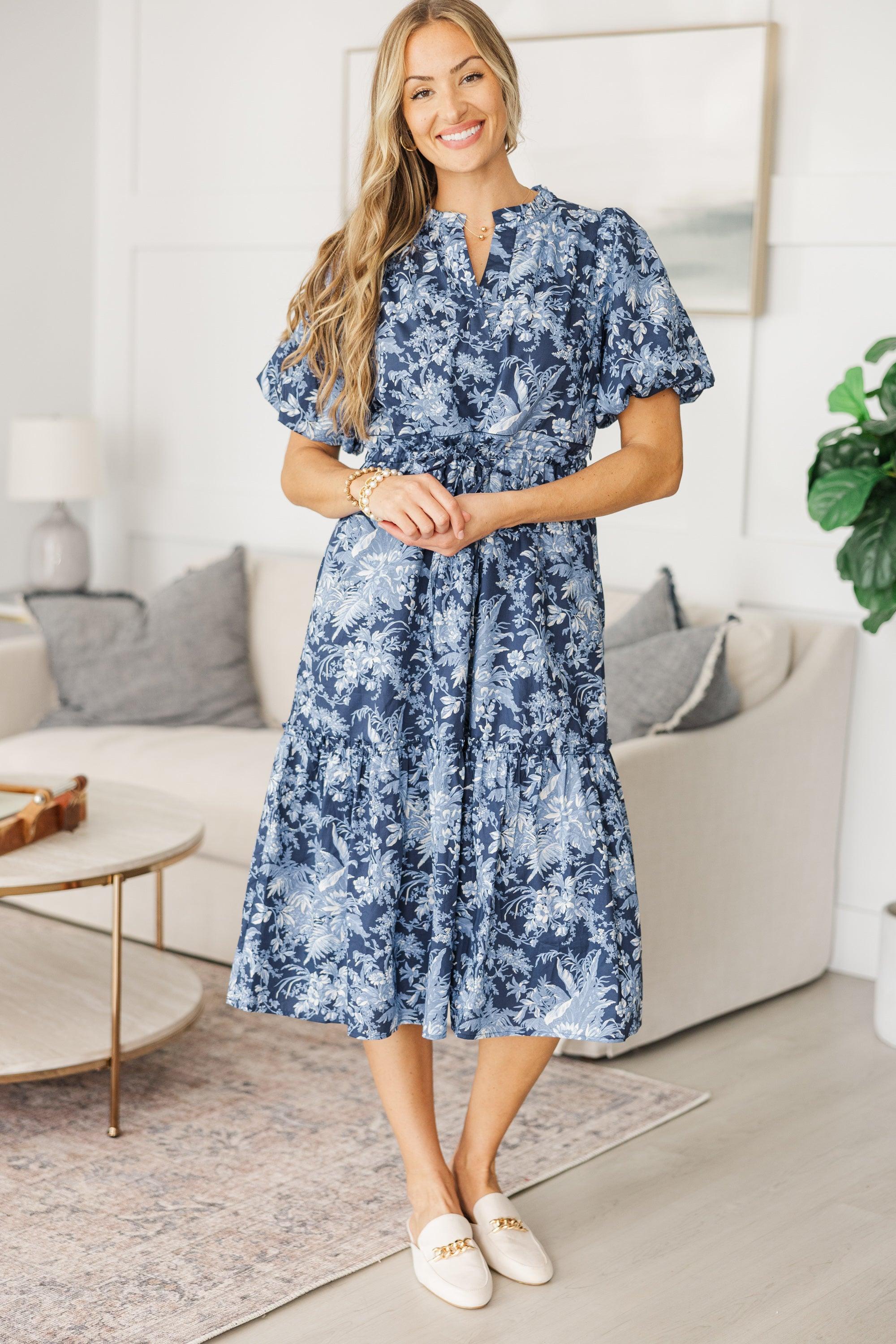 NURSING COLLECTION: It's A Match Navy Toile Midi Dress Female Product Image